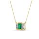 3 - Veronica 6x4 mm Emerald Shape Emerald and Diamond Three Stone Pendant Necklace 