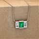 2 - Veronica 6x4 mm Emerald Shape Emerald and Diamond Three Stone Pendant Necklace 