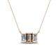 1 - Veronica 6x4 mm Emerald Shape Smoky Quartz and Diamond Three Stone Pendant Necklace 