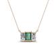 1 - Veronica 6x4 mm Emerald Shape Lab Created Alexandrite and Diamond Three Stone Pendant Necklace 
