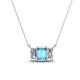 1 - Veronica 6x4 mm Emerald Shape Blue Topaz and Diamond Three Stone Pendant Necklace 