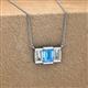 2 - Veronica 6x4 mm Emerald Shape Blue Topaz and Diamond Three Stone Pendant Necklace 