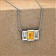 2 - Veronica 6x4 mm Emerald Shape Citrine and Diamond Three Stone Pendant Necklace 