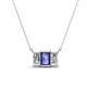 1 - Veronica 6x4 mm Emerald Shape Iolite and Diamond Three Stone Pendant Necklace 