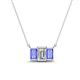 1 - Veronica 6x4 mm Emerald Shape GIA Certified Diamond and Tanzanite Three Stone Pendant Necklace 