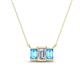1 - Veronica 6x4 mm Emerald Shape GIA Certified Diamond and Blue Topaz Three Stone Pendant Necklace 