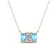 1 - Veronica 6x4 mm Emerald Shape GIA Certified Diamond and Blue Topaz Three Stone Pendant Necklace 