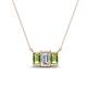 1 - Veronica 6x4 mm Emerald Shape GIA Certified Diamond and Peridot Three Stone Pendant Necklace 