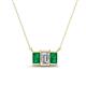 1 - Veronica 6x4 mm Emerald Shape GIA Certified Diamond and Emerald Three Stone Pendant Necklace 