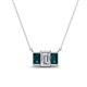 1 - Veronica 6x4 mm Emerald Shape GIA Certified Diamond and London Blue Topaz Three Stone Pendant Necklace 