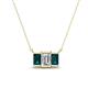 1 - Veronica 6x4 mm Emerald Shape GIA Certified Diamond and London Blue Topaz Three Stone Pendant Necklace 
