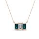 1 - Veronica 6x4 mm Emerald Shape GIA Certified Diamond and London Blue Topaz Three Stone Pendant Necklace 