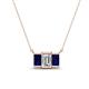 1 - Veronica 6x4 mm Emerald Shape GIA Certified Diamond and Blue Sapphire Three Stone Pendant Necklace 