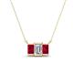 1 - Veronica 6x4 mm Emerald Shape GIA Certified Diamond and Ruby Three Stone Pendant Necklace 