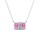 1 - Veronica 6x4 mm Emerald Shape GIA Certified Diamond and Pink Sapphire Three Stone Pendant Necklace 