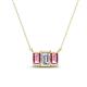 1 - Veronica 6x4 mm Emerald Shape GIA Certified Diamond and Pink Tourmaline Three Stone Pendant Necklace 