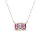 1 - Veronica 6x4 mm Emerald Shape GIA Certified Diamond and Pink Tourmaline Three Stone Pendant Necklace 