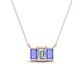 1 - Veronica 6x4 mm Emerald Shape GIA Certified Diamond and Tanzanite Three Stone Pendant Necklace 