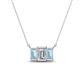 1 - Veronica 6x4 mm Emerald Shape GIA Certified Diamond and Aquamarine Three Stone Pendant Necklace 