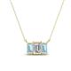 1 - Veronica 6x4 mm Emerald Shape GIA Certified Diamond and Aquamarine Three Stone Pendant Necklace 