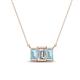 1 - Veronica 6x4 mm Emerald Shape GIA Certified Diamond and Aquamarine Three Stone Pendant Necklace 