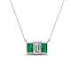 1 - Veronica 6x4 mm Emerald Shape GIA Certified Diamond and Emerald Three Stone Pendant Necklace 
