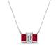 1 - Veronica 6x4 mm Emerald Shape GIA Certified Diamond and Ruby Three Stone Pendant Necklace 
