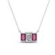 1 - Veronica 6x4 mm Emerald Shape GIA Certified Diamond and Rhodolite Garnet Three Stone Pendant Necklace 