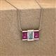 3 - Veronica 6x4 mm Emerald Shape GIA Certified Diamond and Rhodolite Garnet Three Stone Pendant Necklace 
