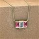 3 - Veronica 6x4 mm Emerald Shape GIA Certified Diamond and Pink Tourmaline Three Stone Pendant Necklace 