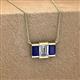 3 - Veronica 6x4 mm Emerald Shape GIA Certified Diamond and Blue Sapphire Three Stone Pendant Necklace 