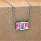 3 - Veronica 6x4 mm Emerald Shape GIA Certified Diamond and Pink Sapphire Three Stone Pendant Necklace 