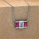 3 - Veronica 6x4 mm Emerald Shape GIA Certified Diamond and Rhodolite Garnet Three Stone Pendant Necklace 
