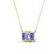 4 - Veronica 6x4 mm Emerald Shape GIA Certified Diamond and Tanzanite Three Stone Pendant Necklace 