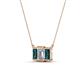 4 - Veronica 6x4 mm Emerald Shape GIA Certified Diamond and London Blue Topaz Three Stone Pendant Necklace 