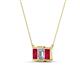 4 - Veronica 6x4 mm Emerald Shape GIA Certified Diamond and Ruby Three Stone Pendant Necklace 