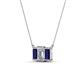 4 - Veronica 6x4 mm Emerald Shape GIA Certified Diamond and Blue Sapphire Three Stone Pendant Necklace 