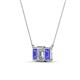 4 - Veronica 6x4 mm Emerald Shape GIA Certified Diamond and Tanzanite Three Stone Pendant Necklace 