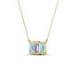 4 - Veronica 6x4 mm Emerald Shape GIA Certified Diamond and Aquamarine Three Stone Pendant Necklace 