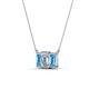 4 - Veronica 6x4 mm Emerald Shape GIA Certified Diamond and Blue Topaz Three Stone Pendant Necklace 
