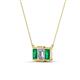 4 - Veronica 6x4 mm Emerald Shape GIA Certified Diamond and Emerald Three Stone Pendant Necklace 