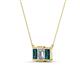 4 - Veronica 6x4 mm Emerald Shape GIA Certified Diamond and London Blue Topaz Three Stone Pendant Necklace 