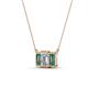 4 - Veronica 6x4 mm Emerald Shape GIA Certified Diamond and Lab Created Alexandrite Three Stone Pendant Necklace 