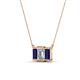4 - Veronica 6x4 mm Emerald Shape GIA Certified Diamond and Blue Sapphire Three Stone Pendant Necklace 