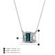4 - Veronica 6x4 mm Emerald Shape London Blue Topaz and Diamond Three Stone Pendant Necklace 