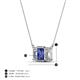 4 - Veronica 6x4 mm Emerald Shape Iolite and Diamond Three Stone Pendant Necklace 