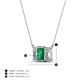 4 - Veronica 6x4 mm Emerald Shape Emerald and Diamond Three Stone Pendant Necklace 