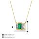 4 - Veronica 6x4 mm Emerald Shape Emerald and Diamond Three Stone Pendant Necklace 