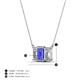 4 - Veronica 6x4 mm Emerald Shape Tanzanite and Diamond Three Stone Pendant Necklace 