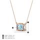 4 - Veronica 6x4 mm Emerald Shape Aquamarine and Diamond Three Stone Pendant Necklace 
